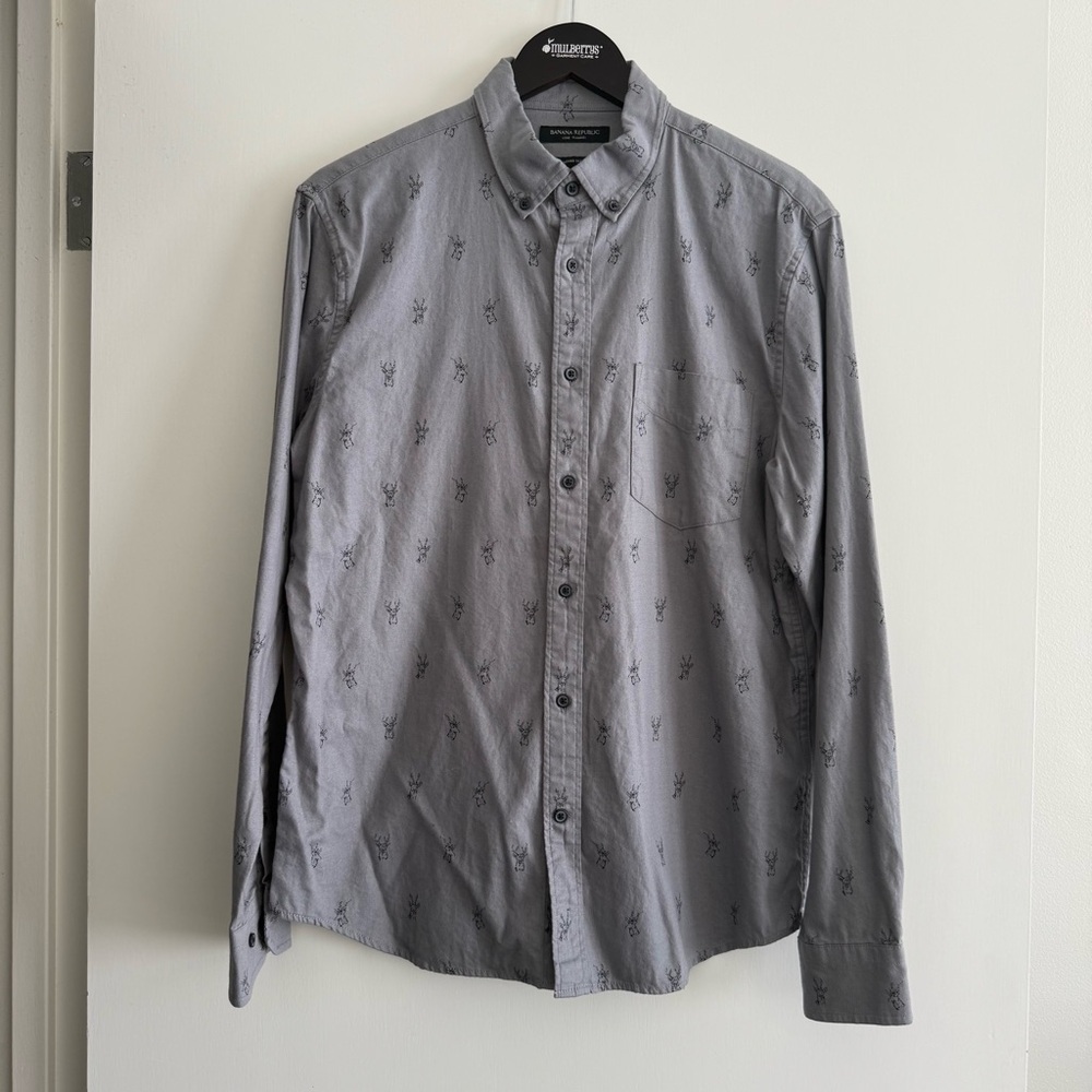 Banana Republic Gray Patterned Casual Shirt